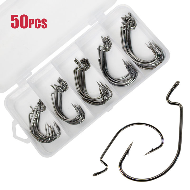 50 шт., широкий крючок-червяк, – обзор и цена Fishing Hook Barbless